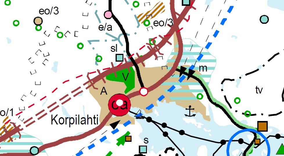 84:014 / SALOVUORENTIE 1-3 JA PALOAUKEANTIE 2 10.8.2016 (9) KUVA 9 Ote Keski-Suomen maakuntakaavojen yhdistelmäkartasta. Suunnittelualueen likimääräinen sijainti osoitettu vaaleansinisellä nuolella.