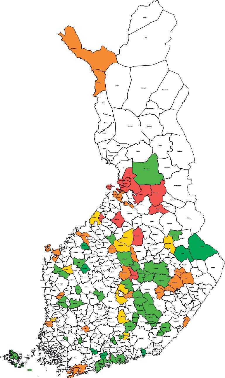 Kirkon palvelukeskuksen nykyiset asiakasseurakunnat ja siirtyvät seurakunnat 1.