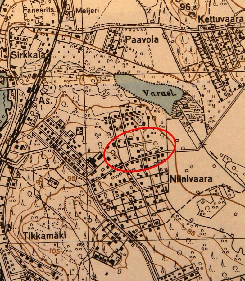 13 Kartta vuodelta 1941 kertoo, että alueen kaikkia suunniteltuja katulinjoja (ks.