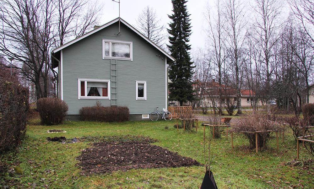 153 Rakennuksen eteläpäätyä ja tontin sisäosaa.