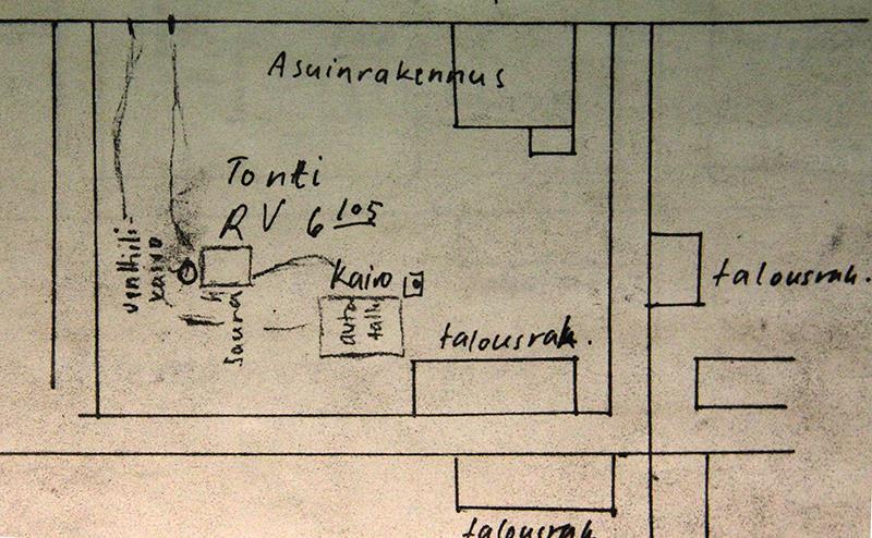 88 Nysteninkatu 3:n alkuperäinen asemapiirustus, josta