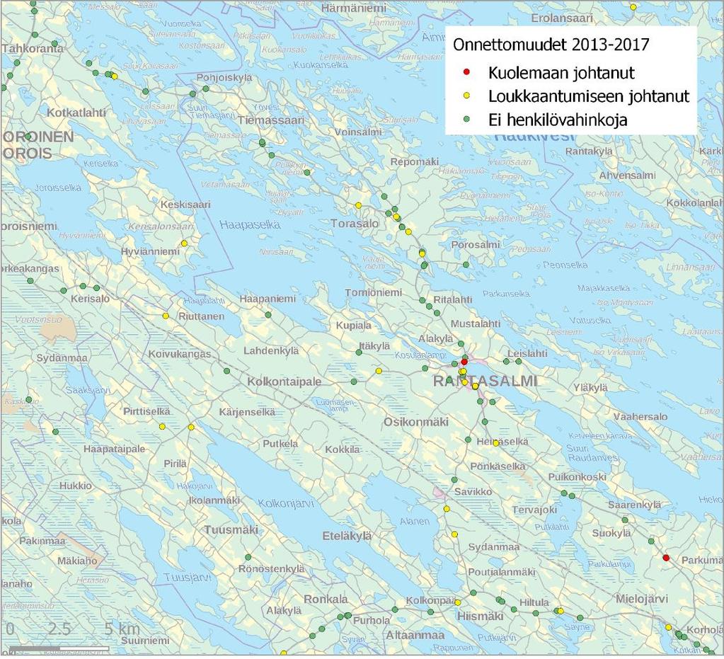 Onnettomuudet 2013 2017 Maantiellä 464 tapahtui vuosina 2013 2017 yhteensä 41 poliisin tietoon tullutta liikenneonnettomuutta.