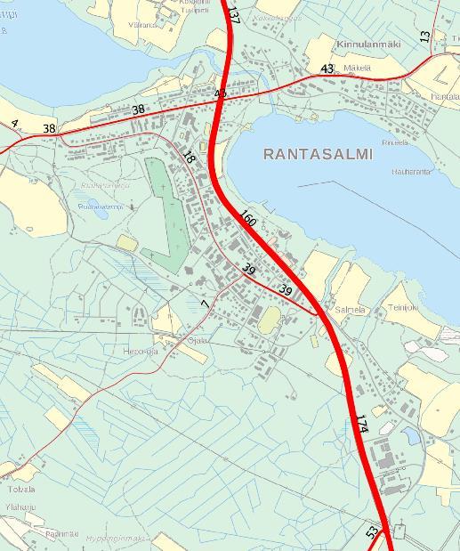 Suurin raskaan liikenteen määrä on välillä mt 467 (Hiismäentie) mt 15346 (Kylätie), 7 %.