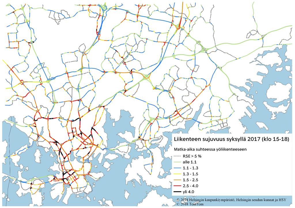 Liite 10: Iltapäiväliikenteen sujuvuus 2017