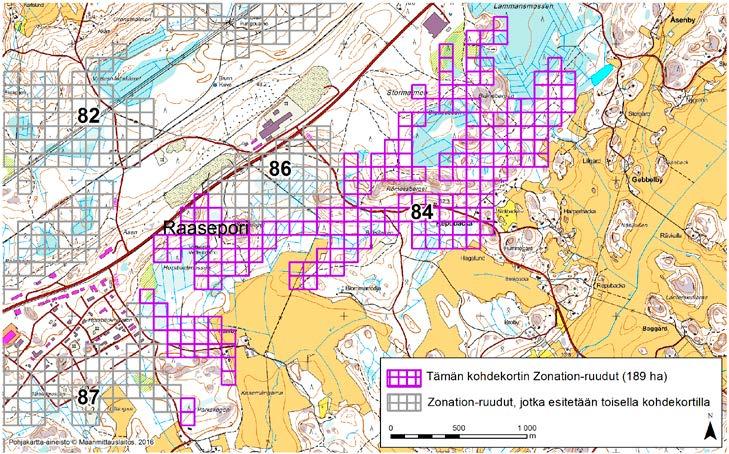 Raasepori, Zonation-aluetunnus 84 RAASEPORI (84) Alue sijaitsee Tammisaaren keskustan koillispuolella, ensimmäisen Salpausselän eteläreunassa.