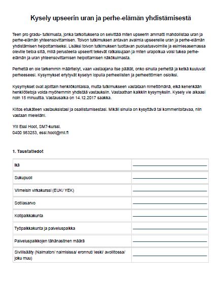 Yliluutnantti Essi Hootin tutkimuksen