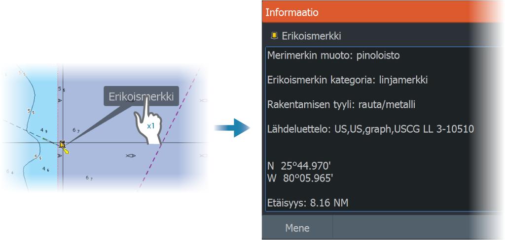 saatavilla olevat tiedot näkyviin valitsemalla kyseisen kohteen ponnahdusikkunan. Voit avata lisätietoikkunan myös valikosta.