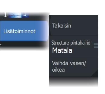 Alue Alue-asetuksella määritetään etäisyys keskustasta vasemmalle ja oikealle. Esiasetetut mittausaluetasot Esiasetettu mittausaluetaso voidaan valita valikosta manuaalisesti.