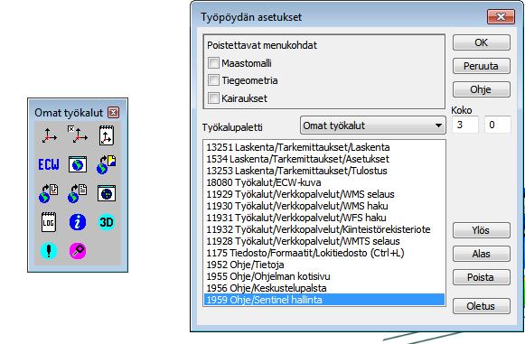 Kelluvat työkalupaletit Edellä kuvattujen työkalurivien lisäksi käyttäjä voi tehdä ns. kelluvia työkalupaletteja.