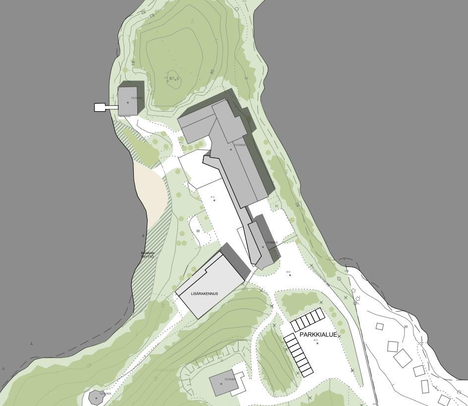 853 Vesala Koivuniemi leirikeskus, KEHITTÄMISSELVITYS 7/16 varten. Majoitushuoneet ovat neljän hengen huoneita, joissa on yksittäiset sängyt ja oma kylpyhuone.