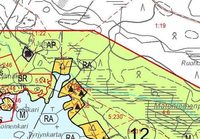 EURAJOEN KUNTA Sweco Ympäristö Oy 5 Kuva 2b: Ote muutettavasta rantayleiskaavasta kiinteistöjen Kaivopuisto 051-420-1-22 ja Pihlaus 051-420-1-19 alueelta. 1.