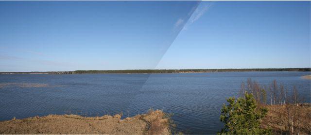 Ympäristöön kaivettiin koekuoppia. DG2208:1 Panoraama. Ahmasjärven pohjoisranta.