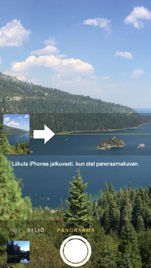 Kuvien ottaminen ja videoiden kuvaaminen Kamerassa on useita kuva- ja videotiloja, joilla voit kuvata still-kuvia, neliönmuotoisia kuvia, panoraamoja (iphone 4s tai uudempi), videoita ja hidastettuja