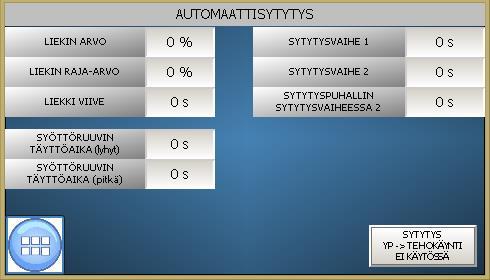 11.1 Automaattisytytys Kun OPTIOT-valikosta on valittu automaattisytytys käyttöön, ilmestyy ASETUKSET-sivulle AUTOMAATTISYTYTYS - valikko. HUOM!