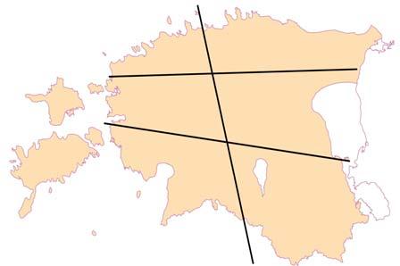 PINNAMOOD Eesti pinnamood a) Vii kokku kolm profiiljoont näidatud asukohtadega kaardil.