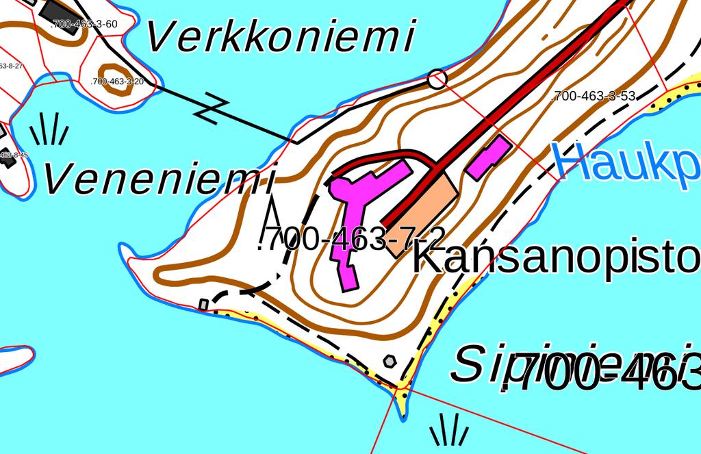 Kaavamuutokset koskevat tilaa Kansanopisto 700-463-7-2, osittain tiloja Törönlahti 700-463-4-248, Törölahti 700-463-3-53 ja Vuorela