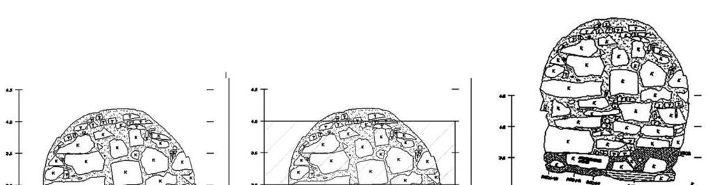 Vuonna 2006 esiin kaivetun kellarin (alue 6/Talo A+) rakenteet ovat n. +1.6-+1.8 mpy ja laastillinen muuriosa selvästi alle + 2 m korkeudella (kuva 1).