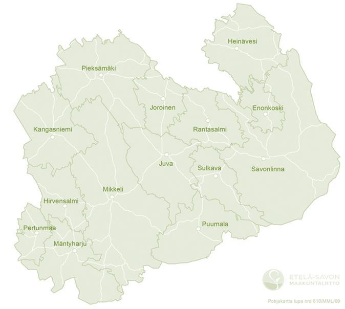 Hirvieläinkolareiden määrä ja alueellinen jakauma Etelä-Savon alueella Koko Etelä-Savo (luvut alla) ja kunnat (luvut kartalla) Lähde: Poliisin tilastot, onnettomuusrekisteri, kaikki vakavuudet