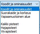 Valintalista toiminnon tai menetelmän valintaan (Yhdistä mallit). Listoille mahtuu enemmän vaihtoehtoja. Myös yhdistelmiä käytössä (Työkalut/Hakutapa). Monivalintalista vs.