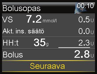 1 Aloitusnäyttö > Bolus > Bolusopas.