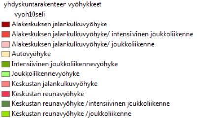 Niissä kasvu näkyy laajoina alueina, koska liikennemallin osa-alueet harvenevat ydinkeskustojen yhden 250 m x 250 m suuruisesta ruudusta useiden ruutujen laajuisiin alueisiin.