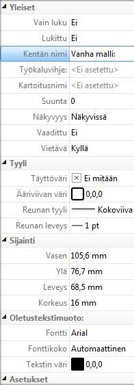 Lomakkeet 215 Tekstikenttä Tekstikenttään käyttäjä voi kirjoittaa tekstiä tai muita merkkejä. 1.