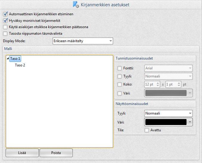 26 PDF-XChange ja Editor 7.0 2.5 Kirjanmerkit PDF-XChange osaa luoda kirjanmerkit mistä tahansa Windows-sovelluksesta, jos asiakirjaa luotaessa on noudatettu yhtenäistä muotoilua eri otsikkotasoissa.