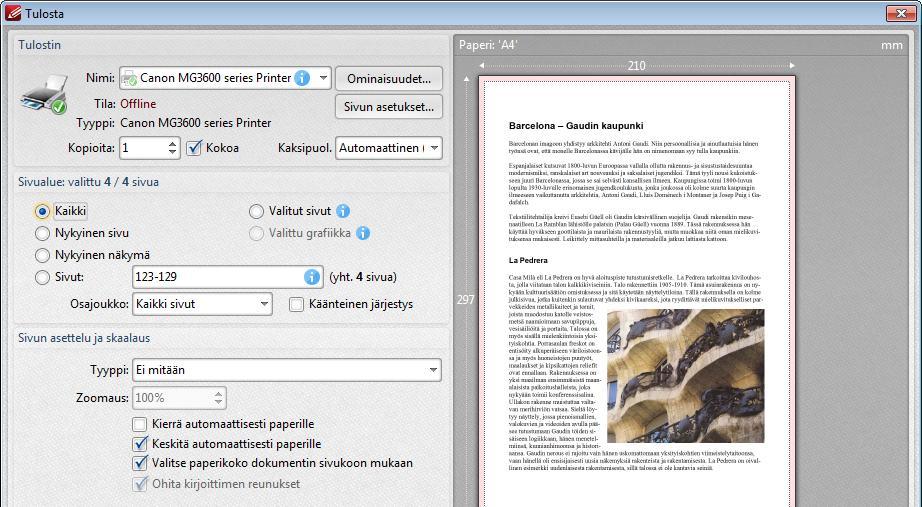 PDF-tiedoston tulostaminen 9 PDF-XChange Standard PDF-tiedostojen luominen 1 PDF-tiedoston tulostaminen PDF-XChange asennetaan kirjoittimeksi Windows-käyttöjärjestelmään.