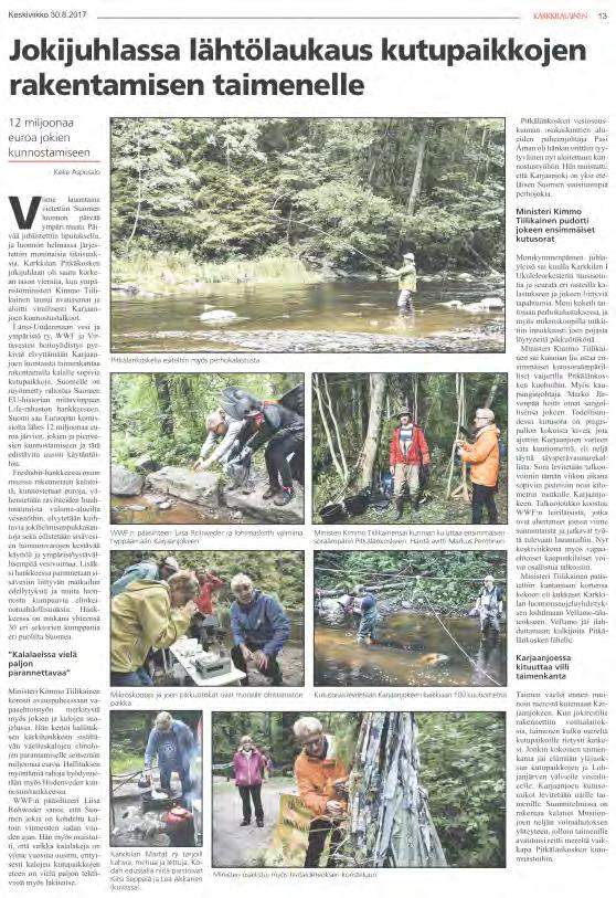 Kuva 71. Lehtijuttu Jokijuhlasta Karkkilalaisessa 30.8.