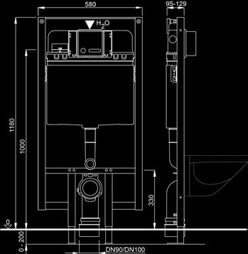 - Korkeussäädettävä runkokehikko huuhtelukoneistolla - Esiasennetut ylä- ja alaseinäkiinnikkeet - Esiasennettu hanaliitin ja liitososat PEX 15 x 2,5 mm - Kiinnike PEX-suojaputkille, ø 25 ja ø 28 mm -