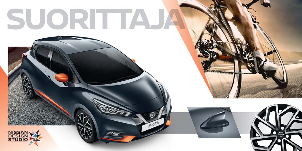 Yhdistä Nissan MICRAan Gunmetal Grey -koriväri ja Energy Orange Exterior Pack, joka sopii yhteen Nissanaktiivisuusrannekkeen kanssa.