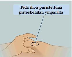 Korkin kiertäminen voi vaurioittaa neulaa. Heitä korkki terävien esineiden säiliöön.