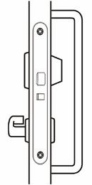 8 ABLOY LE181 Automaattisesti takalukittuva painiketoiminen poistumistielukkorunko kaksilehtisten umpiovien aktiivipuoleen.