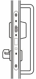 ABLOY LE315 Automaattisesti takalukittuva vedintoiminen poistumistielukkorunko yksilehtisiin profiilioviin sekä kaksilehtisten profiiliovien aktiivipuoleen.