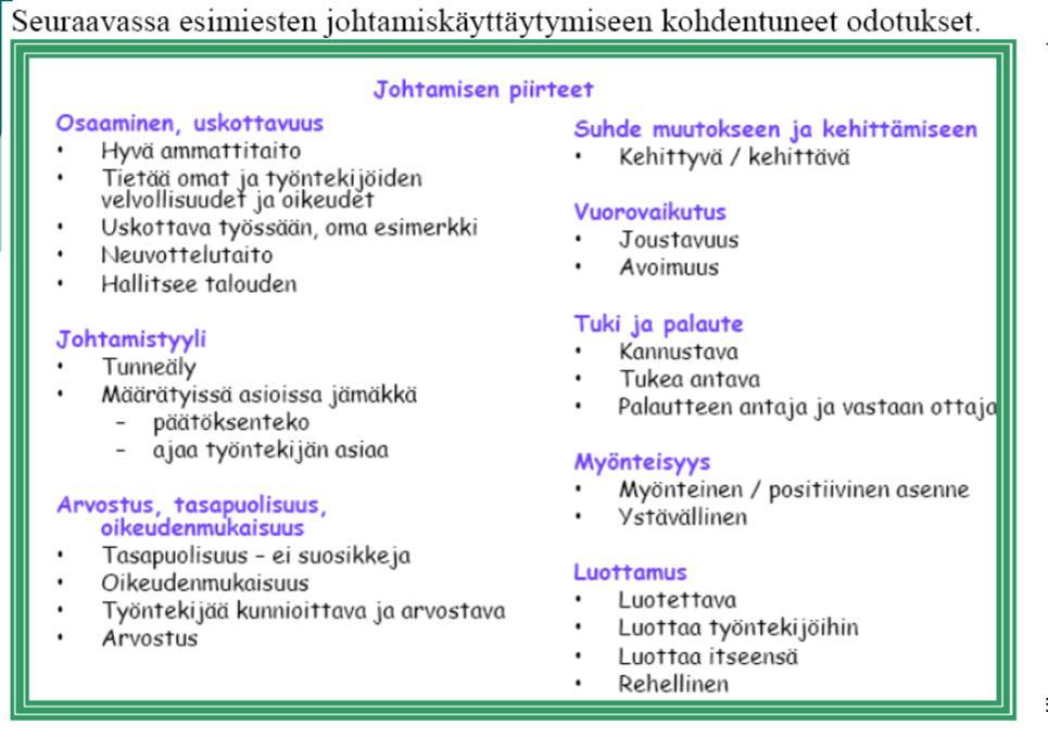 Kohteena esimies, johdon edustaja 57 Johtajille ja esimiehille