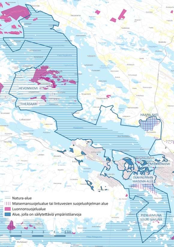 Natura-alueet, luonnonsuojelualueet, suojeluohjelmien alueet (maisema,