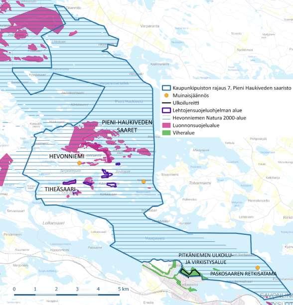 7. Pieni Haukiveden saaristo - Pitkäniemen ulkoilu- ja virkistysalue Kellarpellon Pitkäniemen virkistys- ja ulkoilualue kallioineen on edustava osa Haapaveden järvenrantamaisemaa.