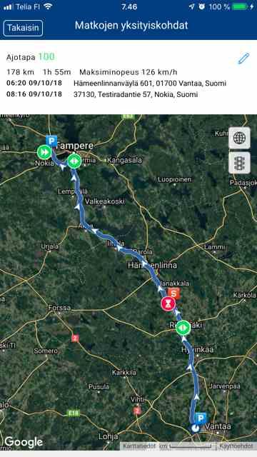 ajamassa autoilla jossa oli 1PRO GPS-GSM Young