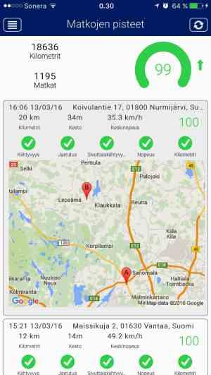 normaalit karttakuvat. KULJETTAJAN AJOTAPA?