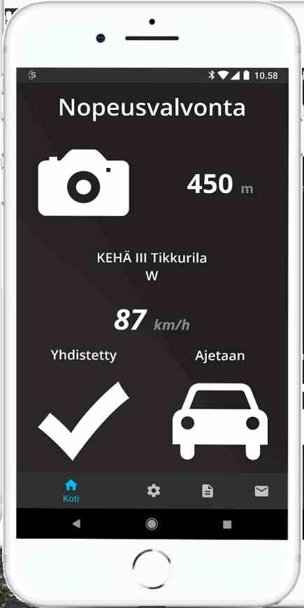 Puhelimessa olevan GPS:n ja SAPHE Mobile Appin kautta, laite on koko ajan Data-yhteydessä pilvipalvelimelle, josta palvelin infoaa vaarapaikoista sekä