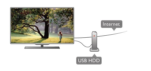 USB-kiintolevy Vaatimukset Jos liität televisioon USB-kiintolevyn, voit keskeyttää tai tallentaa televisiolähetyksen. Lähetyksen on oltava digitaalinen (esimerkiksi DVB).
