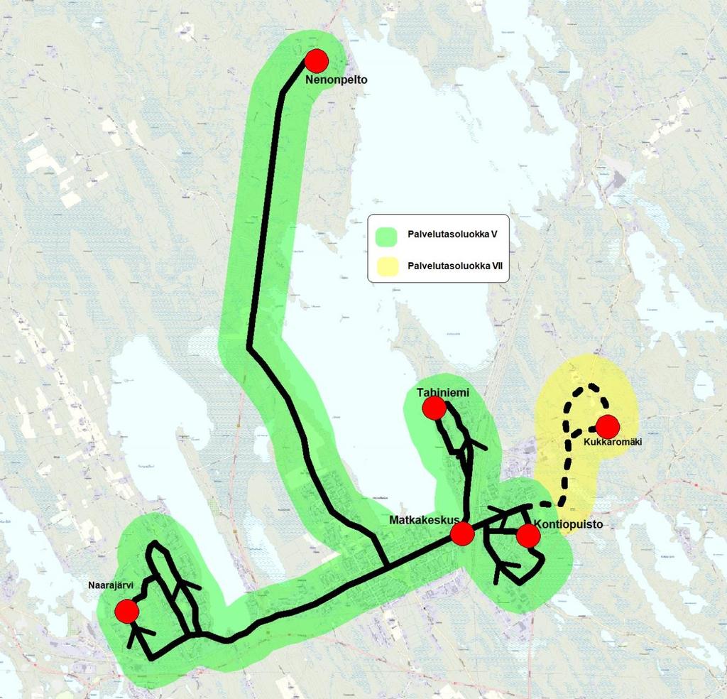 Pieksämäen paikallisliikenteen palvelutaso Pieksämäen koko paikallisliikennealueella on muuten hyvin yhdenmukainen tarjonta, mutta Kukkaromäen alueelle ajetaan paikallisliikennettä vain lauantaisin