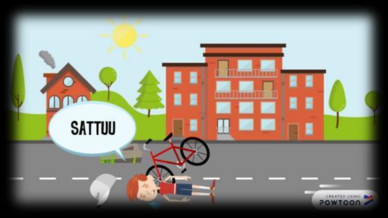 Video alkaa, kun lapsi putoaa trampoliinilta (Kuva 1) ja kuvassa