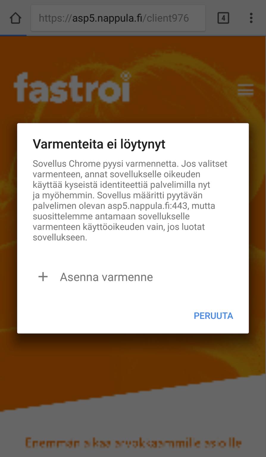 NAPPULA-VARMENTEEN ASENNUSOHJE 15/17 Varmenteen asennus Android-mobiililaitteeseen 1. Siirrä varmennetiedosto Android-laitteen saataville.