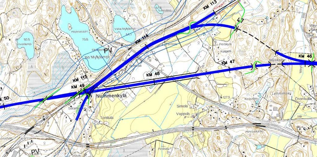 Suunnittelualueen erityiskohteet Yhteysraide Espoon suunnasta Hanko-Hyvinkää radalle, Lohjan suuntaan Yhteysraide Salon suunnasta Hanko-Hyvinkää