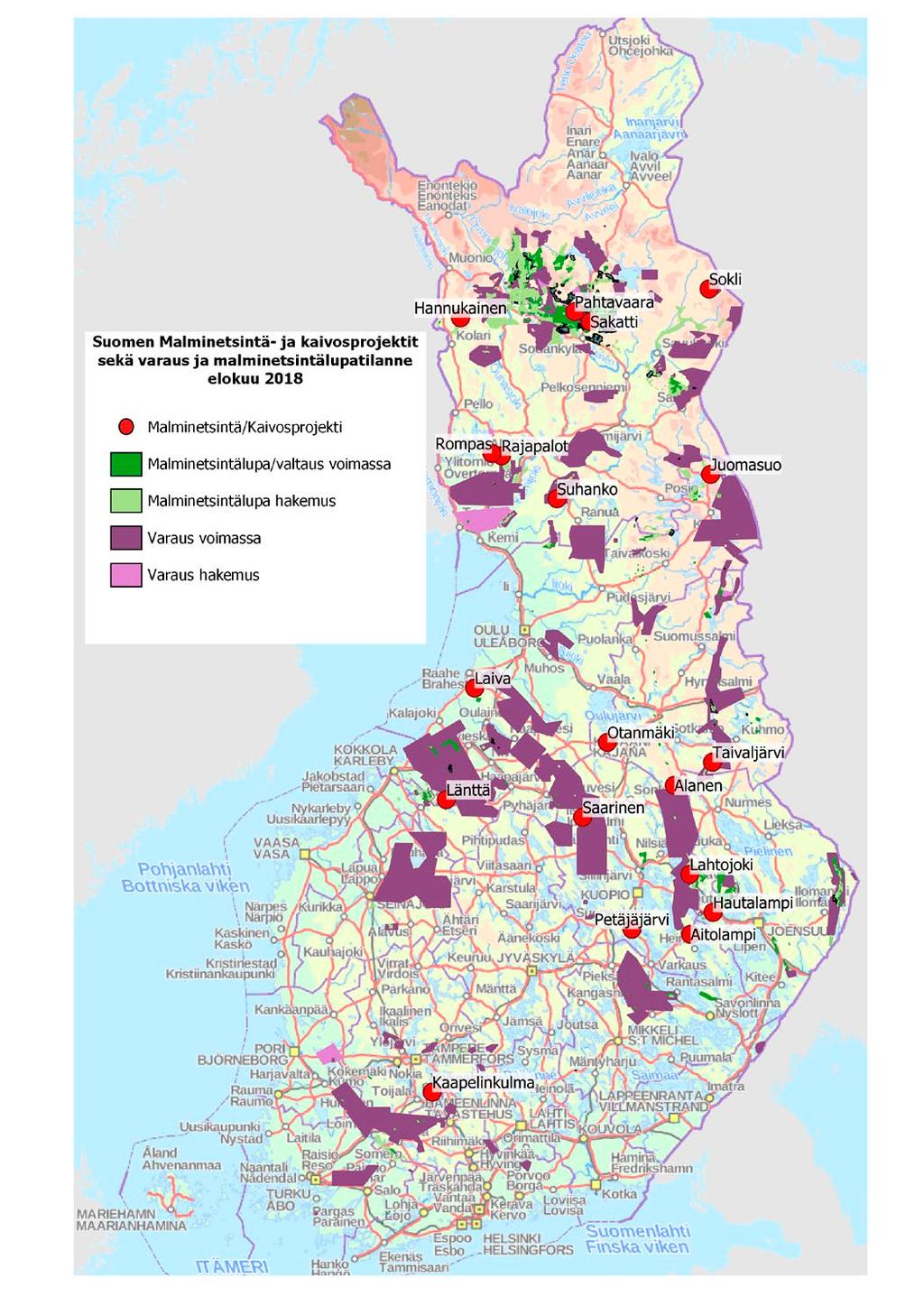 liittyy kullan ja perusmetallien etsintään, mutta myös esimerkiksi grafiittia ja litiumia etsitään.