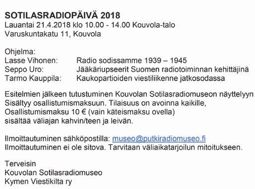 1/2018 11 Kymenlaakson Reserviupseeripiiri ry Kokouskutsu KYMENLAAKSON RESERVILÄISPIIRI RY KEVÄTKOKOUSKUTSU Kymenlaakson Reserviupseeripiiri ry:n sääntömääräinen kevätkokous pidetään sunnuntaina