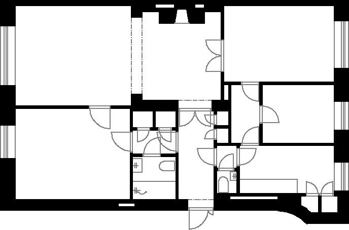 MONIREITTILOGIIKKA: 1930-40- lukujen kerrostaloasunnot Kerrostalohuoneisto, Pihlajatie 20, Helsinki. Helge Lundström, 1941.