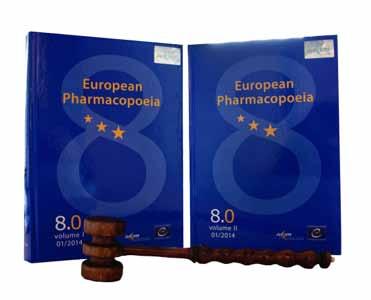 Taulukko 1. Euroopan farmakopea koostuu kahdesta osasta ja täydennysosista Ph.Eur. osa 1 Ph.Eur. osa 2 - Yleiskappaleet, sisältäen mm. Kappale 1. Yleiset ohjeet/periaatteet Kappale 2.