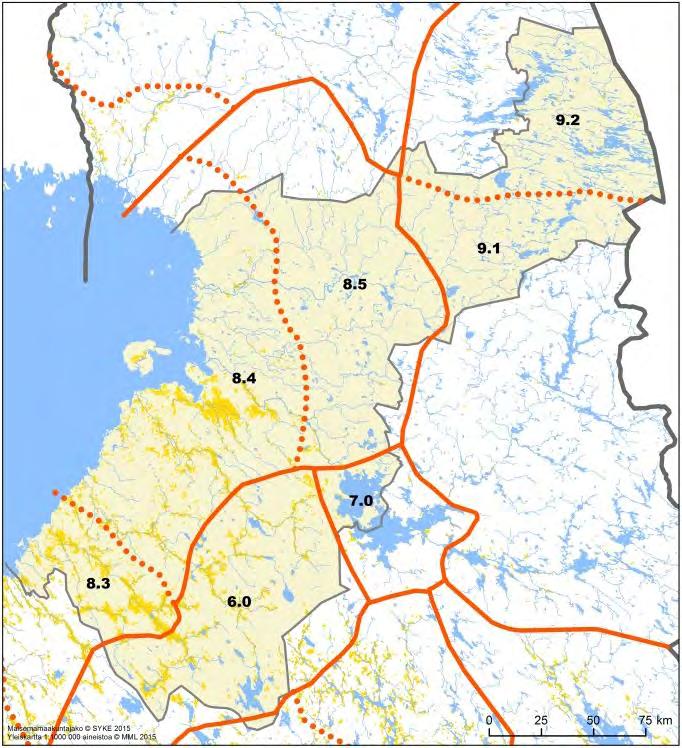 namansalon kulttuurimaisemat, 2. Rokuanvaaran maisemat, 3. Neittävän kylä, 4. Oulujoen kulttuurimaisema ja voimalaitokset, 5. Säräisniemi.